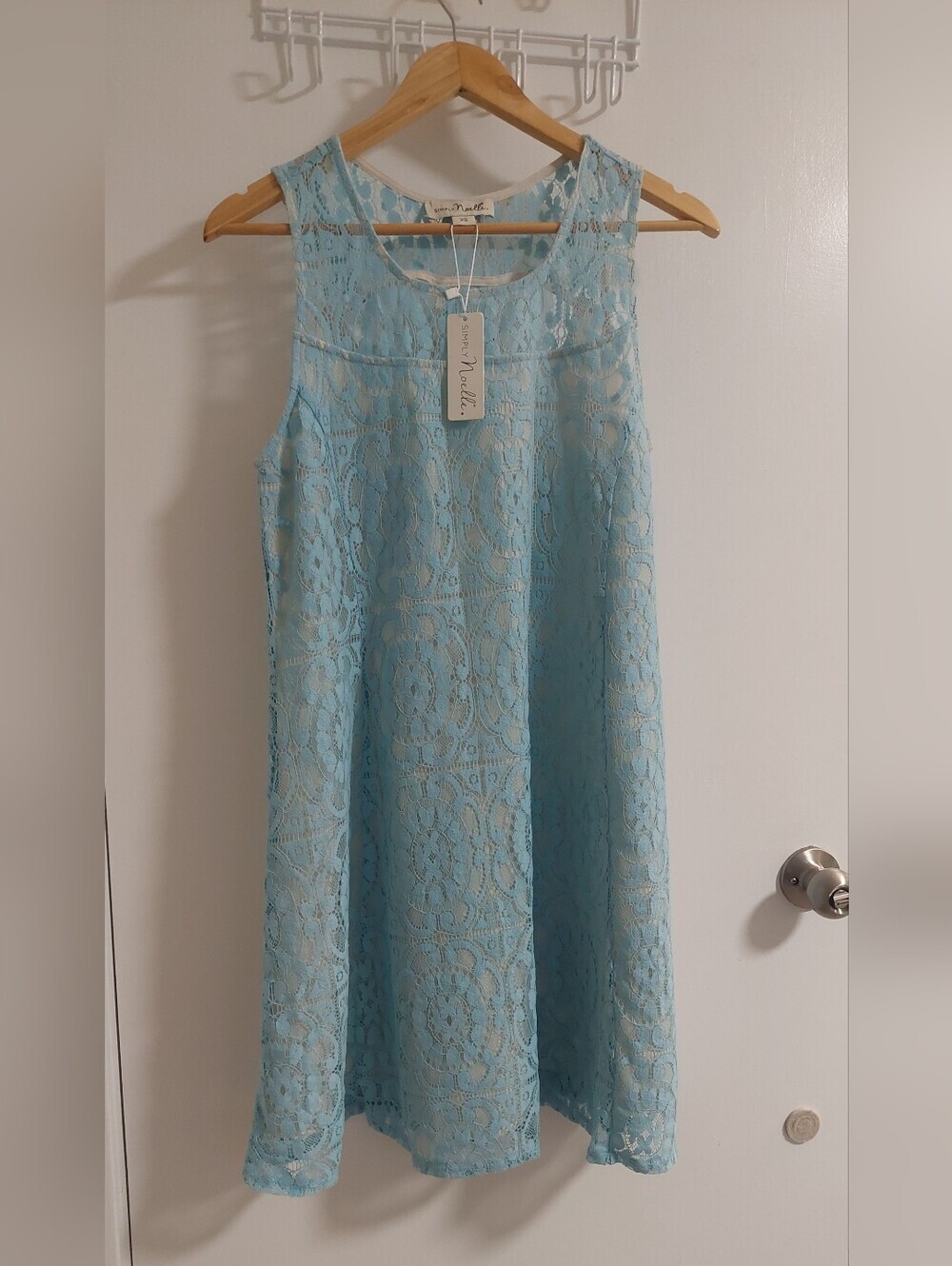 Simply Noelle Light Blue Lace Sleeveless Mini Dress